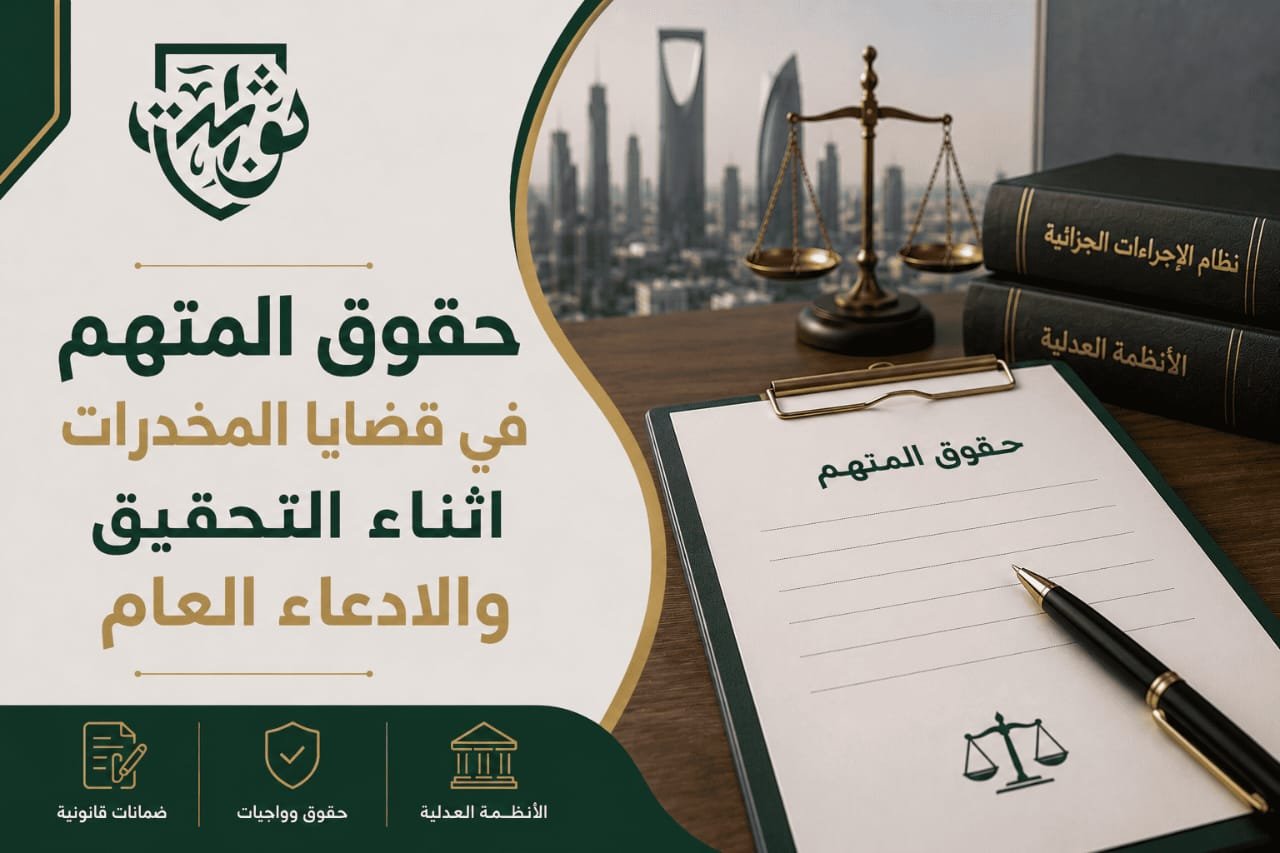 تستمد حقوق المتهم في قضايا المخدرات في المملكة العربية السعودية من مصدرين رئيسيين: نظام الإجراءات الجزائية الصادر بالمرسوم الملكي رقم (م/2) وتاريخ 22/1/1435هـ، ونظام مكافحة المخدرات والمؤثرات العقلية الصادر بالمرسوم الملكي رقم (م/39) وتاريخ 8/7/1426هـ.