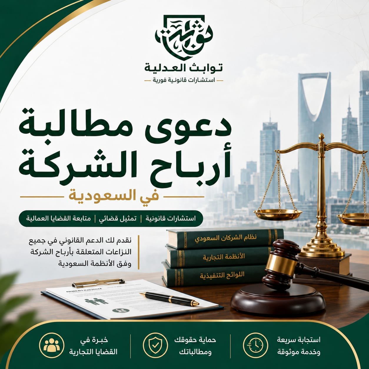 تعرّف على شروط دعوى مطالبة أرباح الشركة في السعودية، ومتى يستحق الشريك أو المساهم أرباحه، والمستندات المطلوبة، وطريقة رفع الدعوى عبر ناجز.