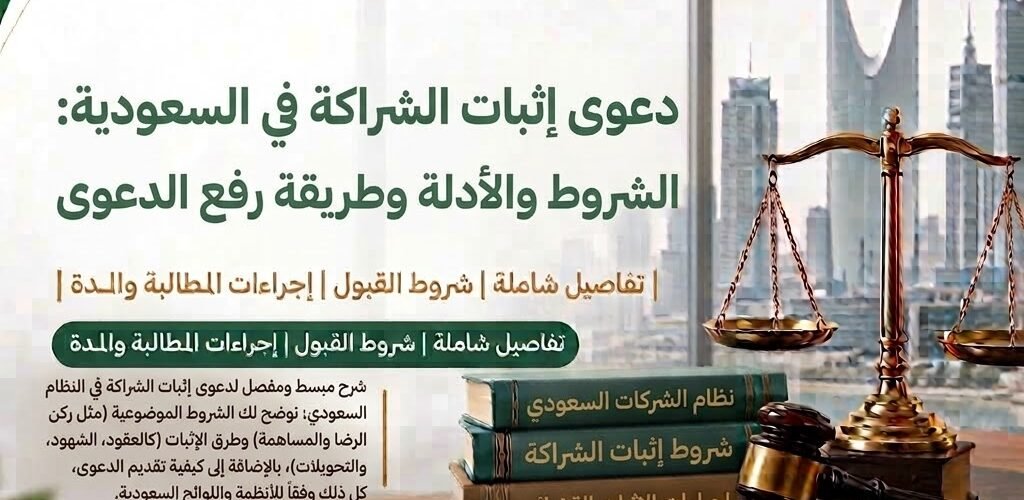 دعوى إثبات الشراكة هي مطالبة قضائية يطلب فيها المدعي إثبات وجود علاقة شراكة بينه وبين طرف أو أكثر، مع تحديد الحقوق التي ترتبت على هذه العلاقة متى أمكن ذلك